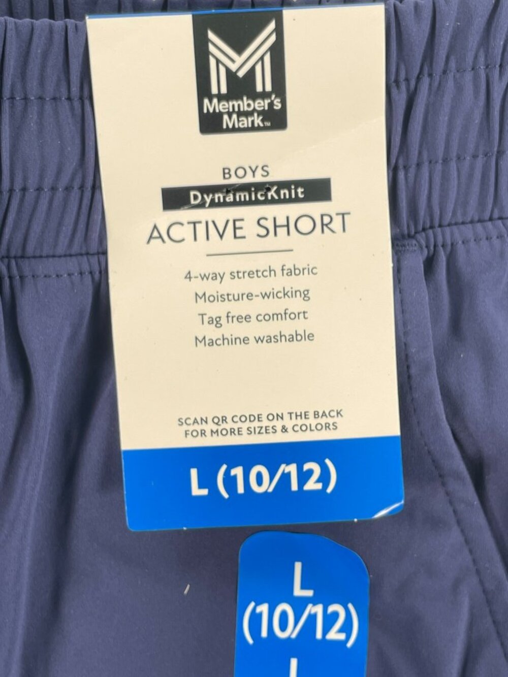 Members Mark Boys Active Shorts Navy Moisture-Wicking Stretch Boys Sz L (10/12) - Picture 4 of 5